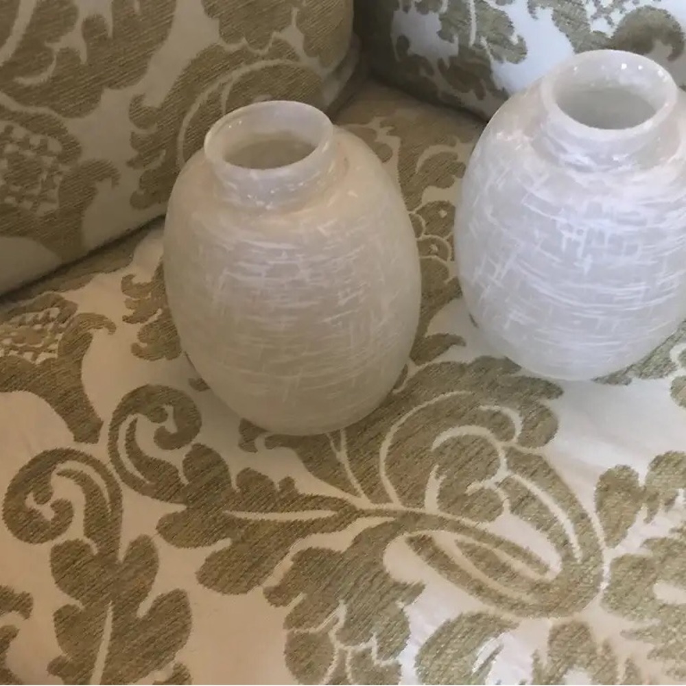 New Set of 2 Linen White Glass Shades